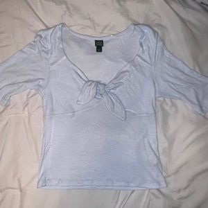 Light blue v-neck quarter sleeve